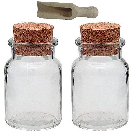 Viva Haushaltswaren – Tarros de Cristal con tapón de Corcho, Vidrio, Transparente, 150 ml