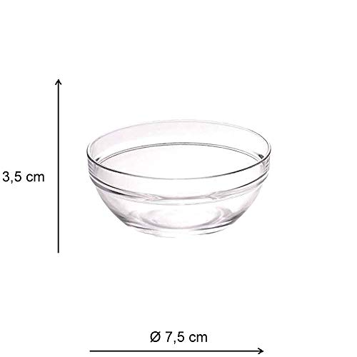 Viva Haushaltswaren W1776075/6/A - Juego de 6 Cuencos de Vidrio y Pala de Madera, 7,5 cm