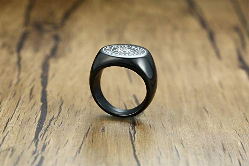 VNOX Anillo de Sello de Amuleto de Runas Nórdicas Vikingas Nórdicas de Acero Inoxidable Celtic Pagan Pewter Vikingas Talisman Anillo de Sello de Joyería para Hombres Unisex