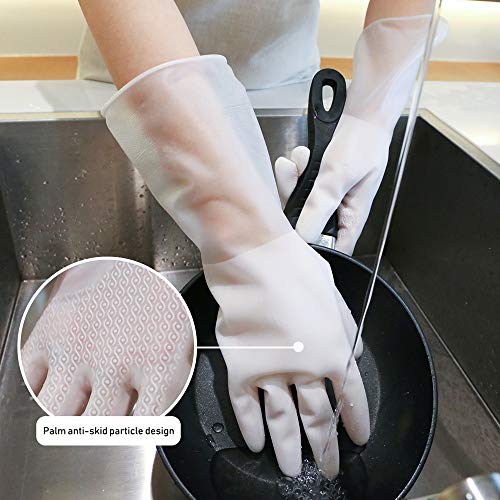 VOANZO 2 Sets Guantes antideslizantes impermeables para lavar la cocina Plato de látex de goma Limpieza de las tareas domésticas (tamaño M)