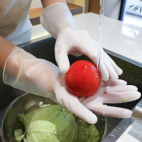 VOANZO 2 Sets Guantes antideslizantes impermeables para lavar la cocina Plato de látex de goma Limpieza de las tareas domésticas (tamaño M)