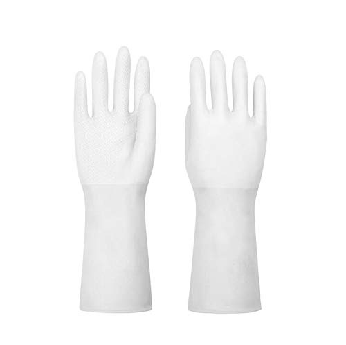 VOANZO 2 Sets Guantes antideslizantes impermeables para lavar la cocina Plato de látex de goma Limpieza de las tareas domésticas (tamaño M)