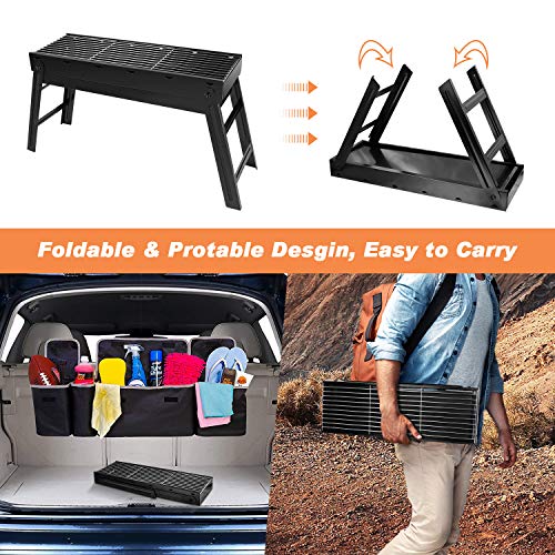 Vockvic Barbacoa Portátil de Carbón, Plegable BBQ Ahumador Parrilla de Acero Inoxidable, Mini Barbecue con Pies Plegables para Camping Acampadas Senderismo Picnics Cocinar (58 * 20 * 37 cm)