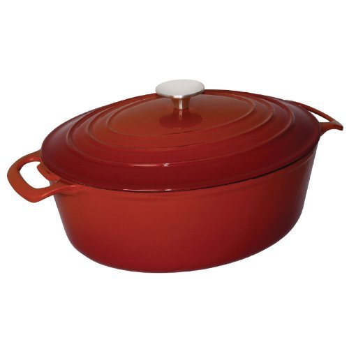 Vogue Oval rojo cacerola grande 6Ltr 125 x 230 x mm hierro fundido cazuela Creuset