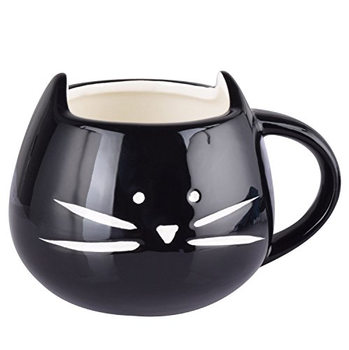 Voguecase® Blanco y Negro Taza Creativa Taza Mug Tazón Copas de Cerámica para Café, Leche, Agua, Jugo (Negro)
