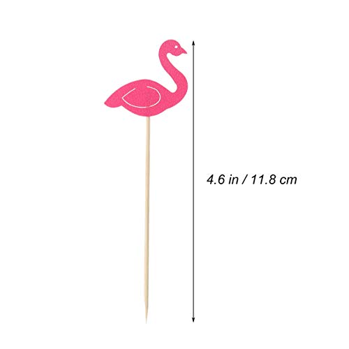 Vosarea 100 Unids Flamingo Cupcake Toppers Birthday Party Cake Picks Suministros de Decoración de Alimentos para Cocktail Fiesta de Cumpleaños