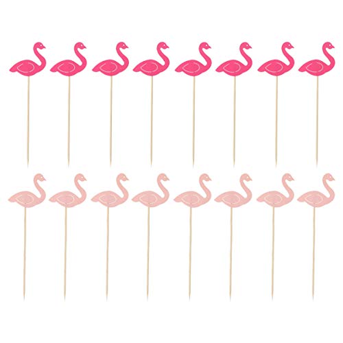 Vosarea 100 Unids Flamingo Cupcake Toppers Birthday Party Cake Picks Suministros de Decoración de Alimentos para Cocktail Fiesta de Cumpleaños