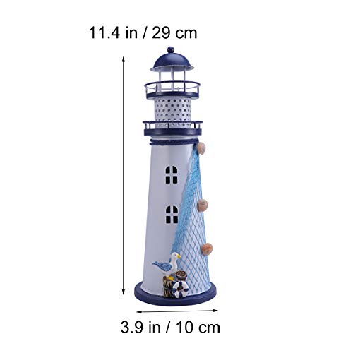 VOSAREA Led Luces Adorno Nautico de Hogar Modelo Faro Pintado a Mano Hierro Soporte de Vela Decoración Náutica (Ave Marina)