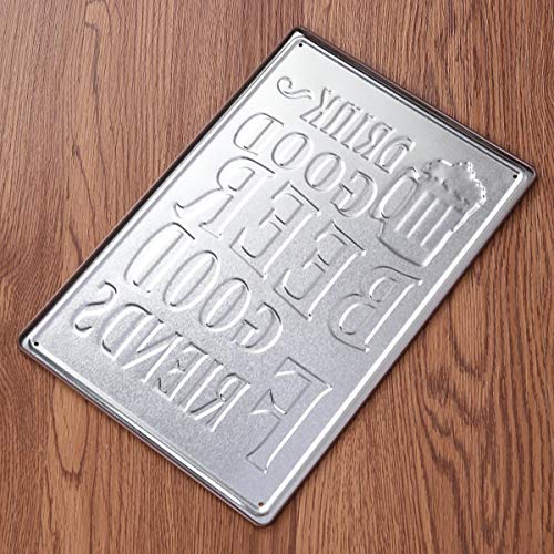 VOSAREA - Póster de metal con placa de hojalata vintage para cafetería, bar, pub, placa de metal para decoración de pared (cerveza, buena con buenos amigos)