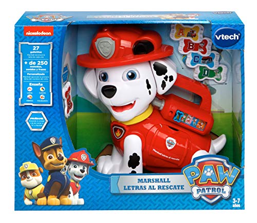 VTech- Marshall Letras al Rescate Disney Abecedario Interactivo de Patrulla Canina con Huesos en Forma de Galletas para Escuchar Palabras y más Datos interesantes (3480-190422)