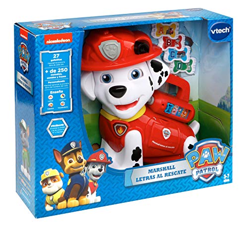 VTech- Marshall Letras al Rescate Disney Abecedario Interactivo de Patrulla Canina con Huesos en Forma de Galletas para Escuchar Palabras y más Datos interesantes (3480-190422)