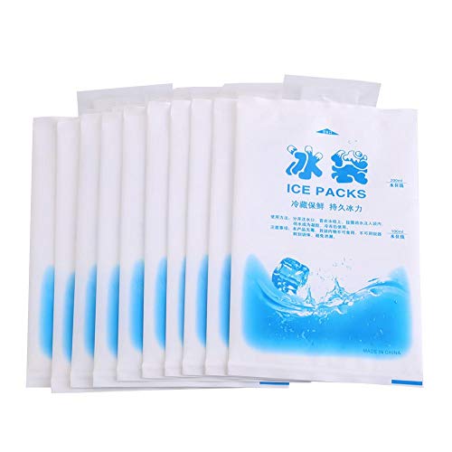 Walfront 10pcs Paquetes de Gel de Hielo Seco PE de Grado Alimenticio Freezable Bolsa de Gel de Enfriamiento para Almacenamiento de Alimentos(200ml)