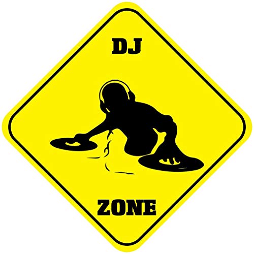 WallAdorn DJ Zone - Póster de Hierro crujiente para decoración de Pared, Estilo Vintage, para cafetería, Bar, Pub, hogar, 20,3 x 20,3 cm