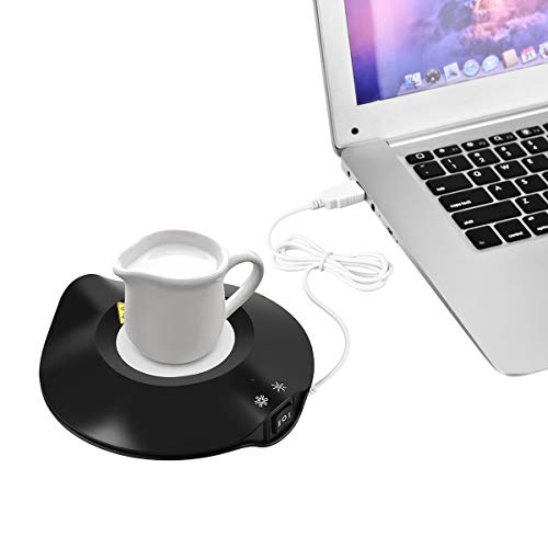 Wallfire 2-en-1 USB Taza de café Calentador Enfriador Desktip Taza Té Leche Bebidas Bebidas Calentador Enfriador para Oficina en casa (Color : Black with Adapter)