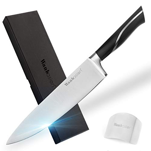 Wanbasion Integrado Cuchillos de Cocina de Chef Acero Inxidable, Mejores Cuchillos de Cocina de Chef Profesional, Cuchillos de Cocina de Cocinero Carne Buenos Apto para Lavavajillas