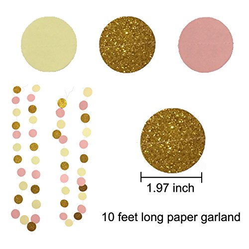 Wartoon 43 Pcs Papel Pom Poms Flores Tissue Globo Tassel Garland Polka Dot Kit de Guirnalda de Papel para Las Decoraciones del Banquete de Boda de Cumpleaños - Rosa y Crema