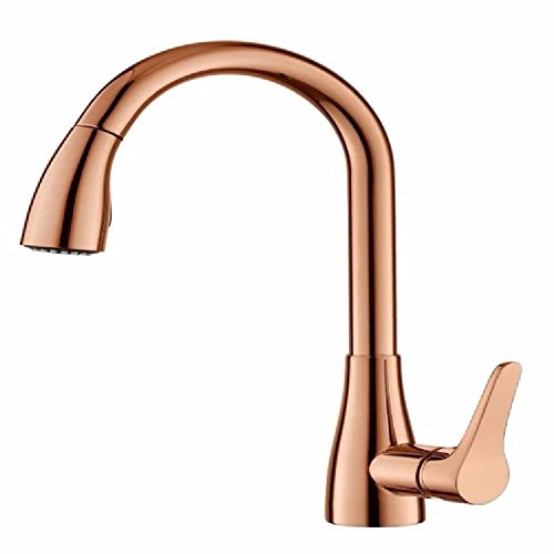 WAWZJ Grifos de Cocina Agua Fria Y Caliente De Oro Rosa De Cobre Tire De Moda Cuenca Grifo Grifo De La Cocina