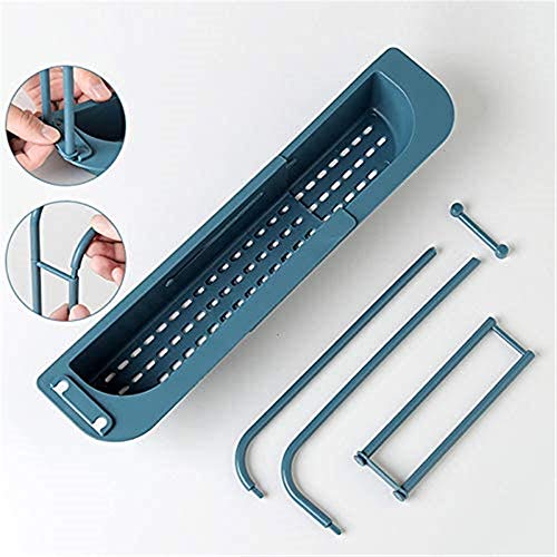 WDXUN Kitchen Sink Sponge Holder, Telescopic Sink Rack Holder Expandable Storage Drain Basket,for Home Kitchen Kit (Grey)