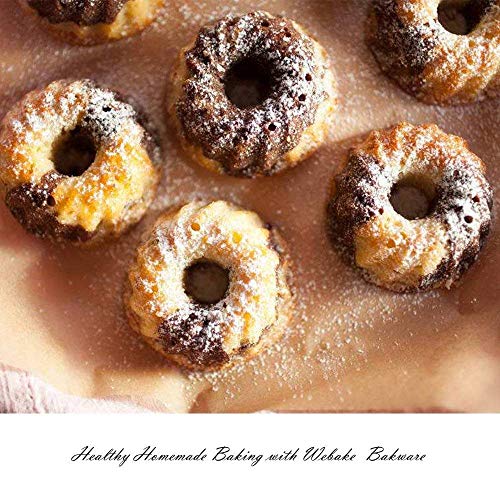 Webake Molde Bizcocho para Savarin Antiadherente Redondo 12 cavidades Forma de Pastel para Horno ø7 cm