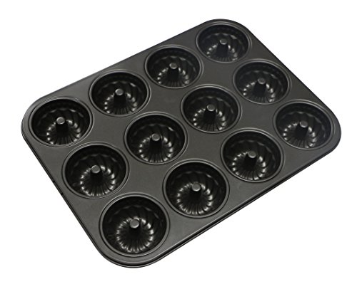 Webake Molde Bizcocho para Savarin Antiadherente Redondo 12 cavidades Forma de Pastel para Horno ø7 cm