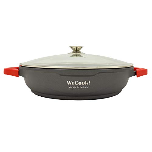 WECOOK Cazuela Baja Aluminio Fundido Ecostone 40cm, Acero Inoxidable, Negro, 40 cm, 4 Unidades