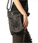 weifei888 Bolso de Hombro de Piel Vintage, Estilo Steampunk Punk, Bolso de Mano de Piel, Bolsa de Cintura, Bolsa de Pierna gótica, Color Negro