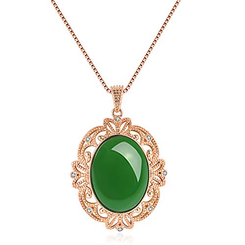 WEIKAI Collar para Mujer Colgante De Diamantes Naturalmente Naturales Colgante Chapado En Oro De 18 Quilates Colgante Verde De Espinacas Colgante De Jade