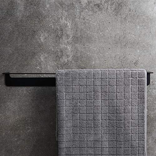 WEISSENSTEIN Toallero de barra 45 cm | Toallero negro | Porta Toallas de Pared | Toallero sin Taladro | Toallero lavabo Acero Inoxidable