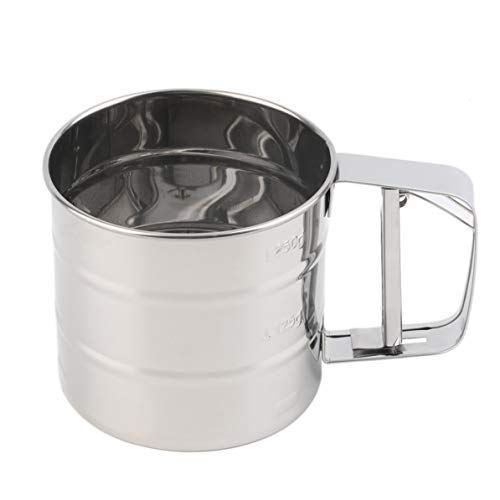 WEIWEITOE Tamiz de harina de Malla de Acero Inoxidable Tamiz mecánico para cocción de azúcar Colador Tamizador Estilo, Plata,