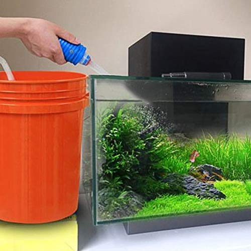WEIWEITOE Tanque de Peces de Acuario Intercambio de Agua al vacío Herramienta de Limpieza de Grava Tubería de succión Accesorios para acuarios Bomba de sifón Tubo de Filtro, Blanco y Azul,