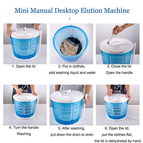 WEIZI Mini Lavadora y Secadora Lavadora Manual no eléctrica para Acampar Lavadora portátil de Secado por Centrifugado Simple Lavadora de Mano compacta de Viaje Lavadora de Barril Simple en dormito
