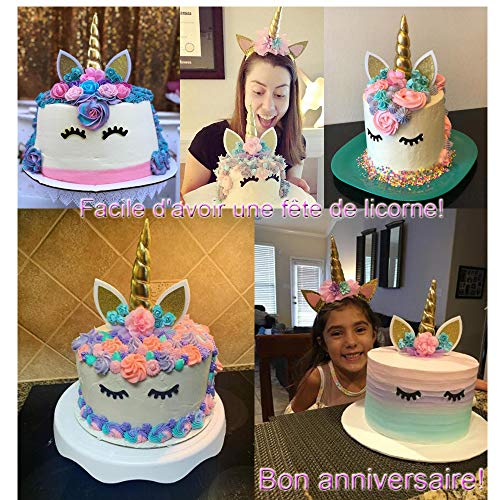 WELL BUY Decoración para Tarta de Unicornio Decoración Pasteles Unicornio, Decoración de Unicornio para Pastel Fiesta Boda y Cumplea?os,Decorativo Que Incluye Cuerno Orejas y pesta?as de Unicornio