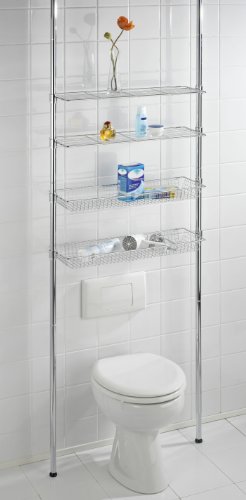 Wenko Teleskopregal Ellera, mit 2 Ablagen und 2 Körben, Stahl, 71 x 65-285 x 20 cm, chrom