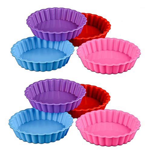 Wents - Moldes de silicona para tartas, mini Quiche, moldes antiadherentes redondos, 8 piezas