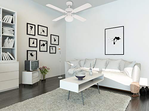 Westinghouse Ceiling Fans Vegas Ventilador de Techo, Metal, Acabado en Blanco con aspas Reversibles en Blanco/Pino blanquedado