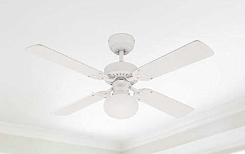 Westinghouse Ceiling Fans Vegas Ventilador de Techo, Metal, Acabado en Blanco con aspas Reversibles en Blanco/Pino blanquedado