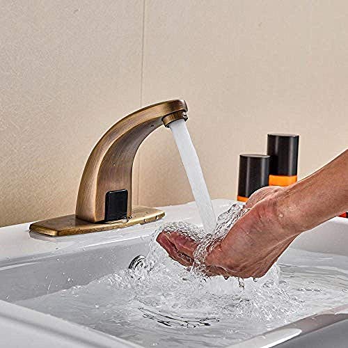 Wghz Grifos de Lavabo de latón Antiguo Sensor automático Grifo de Lavabo de baño Mezclador de Lavado eléctrico inductivo sin Contacto Grifo de Agua