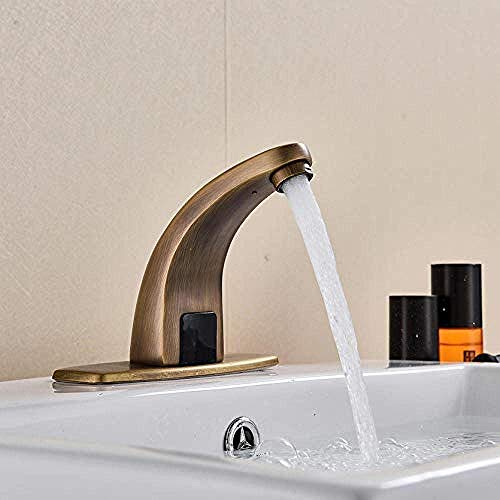 Wghz Grifos de Lavabo de latón Antiguo Sensor automático Grifo de Lavabo de baño Mezclador de Lavado eléctrico inductivo sin Contacto Grifo de Agua