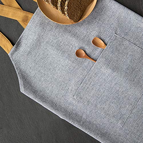 WHAIYAO-Delantal for Mujeres Hombres Casa Cocina Delantal De Algodón Y Lino A Prueba De Aceite Y Suciedad Trabajo Correas Cruzadas, Fácil De Lavar (Color : Blue, Size : 90X88cm)