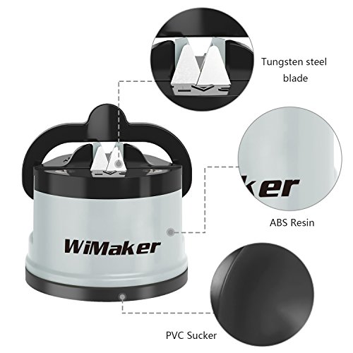 WiMaker Home - Afilador Esencial para Cuchillos de Cocina, Mini afilador de Cuchillos Gris