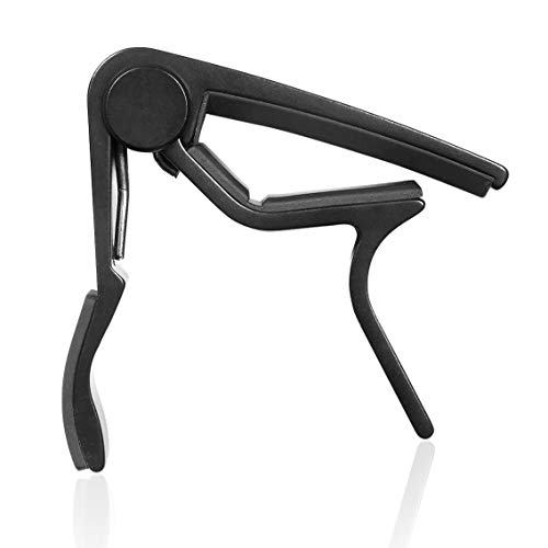 WiNGO Cejilla de Guitarra para Electrica Acustica Folk Ukelele Bajo Guitar Aleación de Aluminio Guitar Capo - 2 Unidades，Negro y Plata Color.