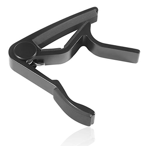WiNGO Cejilla de Guitarra para Electrica Acustica Folk Ukelele Bajo Guitar Aleación de Aluminio Guitar Capo - 2 Unidades，Negro y Plata Color.