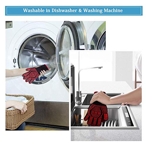 WIN.MAX arbacoa Horno Mitt Protección para Las Manos de Asar a la Parrilla,Incendios,Horno de microondas y Otros Trabajos en la Cocina,EN407 Protege hasta 1472 ° F 800 ° C (1 par) (Negro)