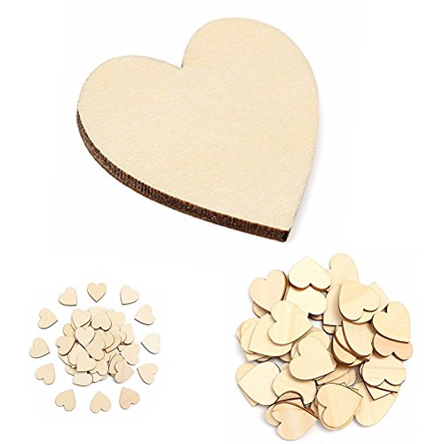 WINOMO 50pcs corazón Madera rodajas Discos para Manualidades Adornos para Navidad Boda DIY 6cm