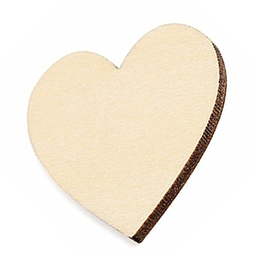 WINOMO 50pcs corazón Madera rodajas Discos para Manualidades Adornos para Navidad Boda DIY 6cm