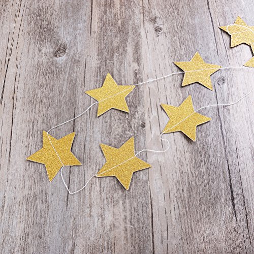 WINOMO Guirnalda de 2 piezas de estrellas doradas para la decoración de la fiesta de Navidad (2M Gold Glitter)