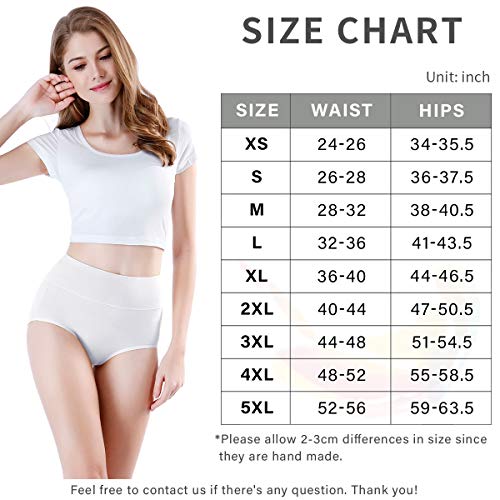 wirarpa Bragas Culotte Algodón para Mujer Braguitas de Talle Alto Calzoncillos Suave Ropa Interior Blanco Pack de 4,Talla 40-42
