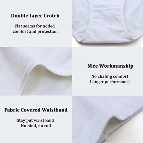 wirarpa Bragas Culotte Algodón para Mujer Braguitas de Talle Alto Calzoncillos Suave Ropa Interior Blanco Pack de 4,Talla 40-42