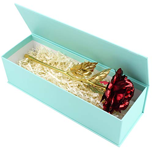 Wisolt 24K Gold Rose, Nuevo Upgraded Long Stem Gold Foil Rose con Soporte en Forma de corazón, Unique Gifts for Her, Niñas, Esposa, Mamá(Rojo)