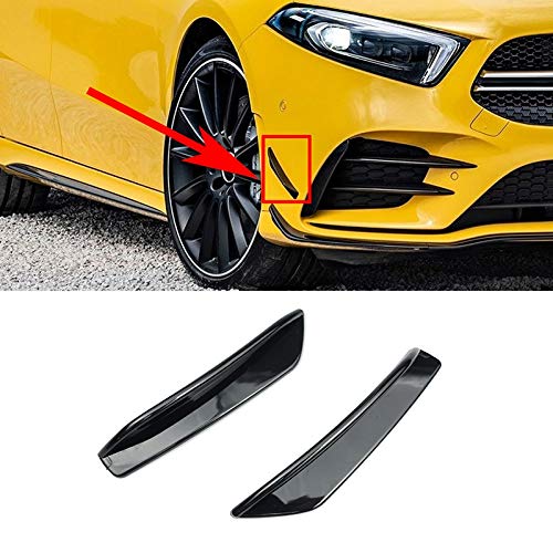 without brand HWW-QICDNB, Cubierta de la lámpara par Brillante Frente Negro Parachoques Niebla Canards Lateral Fender Recorte Etiqueta en Forma for el Mercedes Benz W177 A200 A250 A35 AMG 2019+